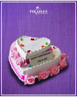 Pink White Heart 2-Tier
